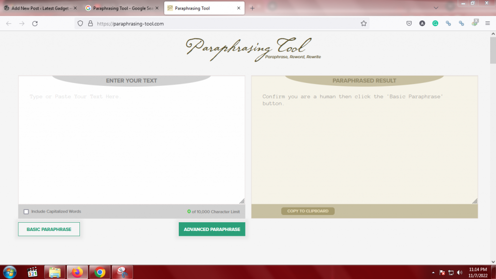 Paraphrasing Tool